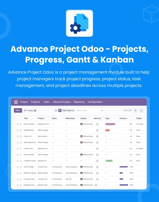 Advanced Project Management for Odoo | Tasks & Reports