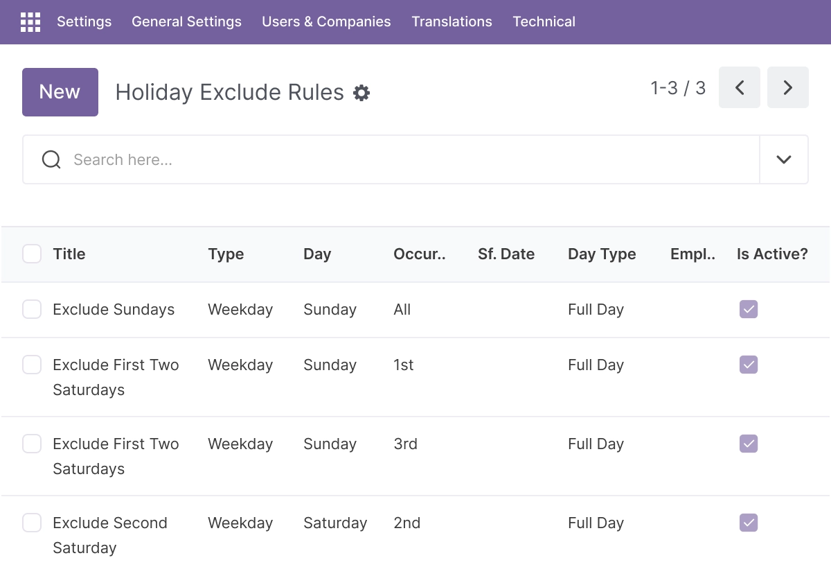 Holiday & Exclusion Rules
