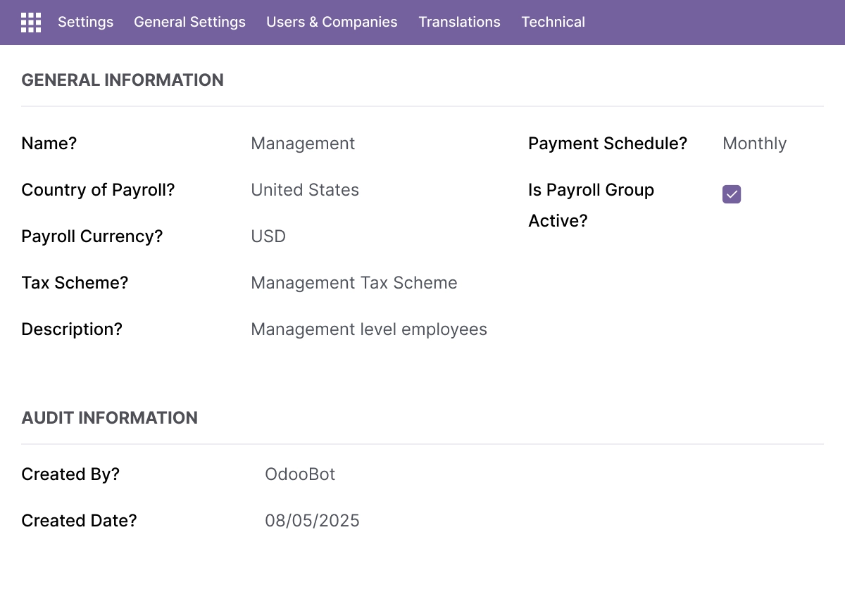 Payroll Group & Policy Configuration
