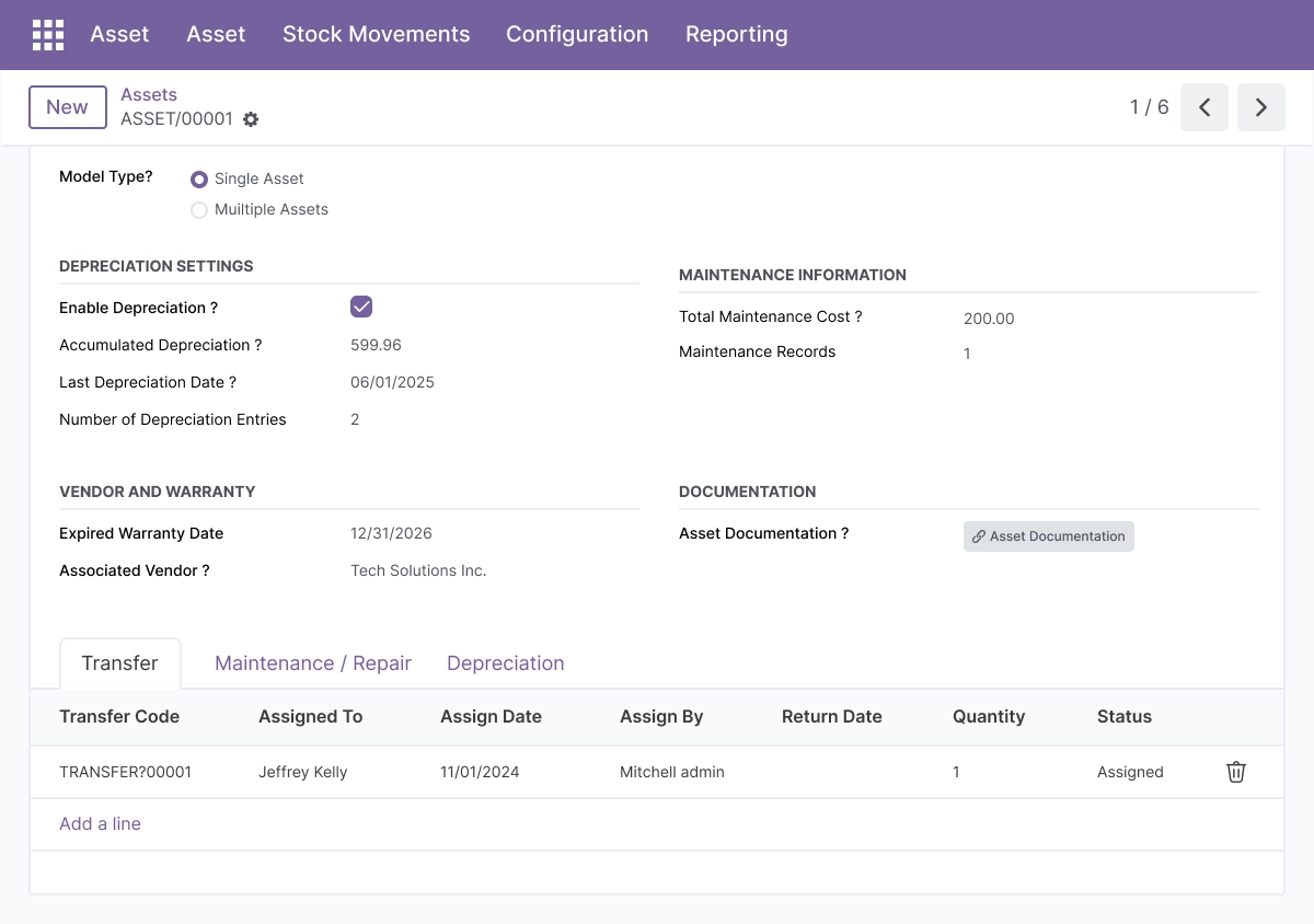 Asset Transfer - Track Movement and Ownership