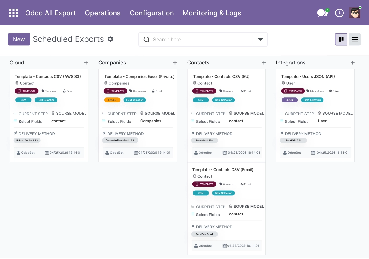 Export Templates, Logging and Statistics
