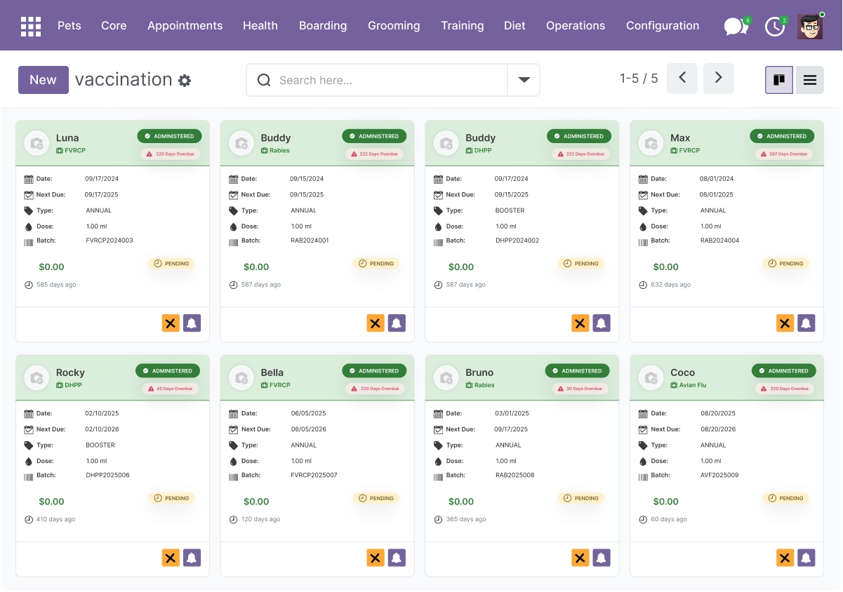 Health & Vaccination Tracking