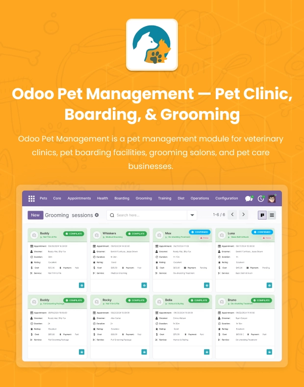 Pet Management for Odoo – Clinic, Boarding, Grooming & Vaccination Tracking | WebbyCrown