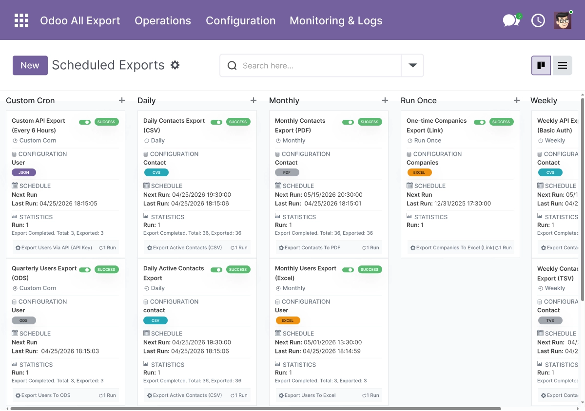 Scheduled Exports
