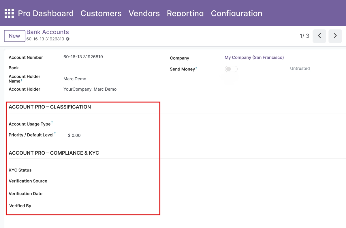 Bank Account Classification and KYC