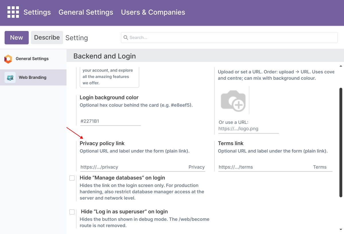 Custom Footer & Privacy Links -  Compliance-Ready Login Page