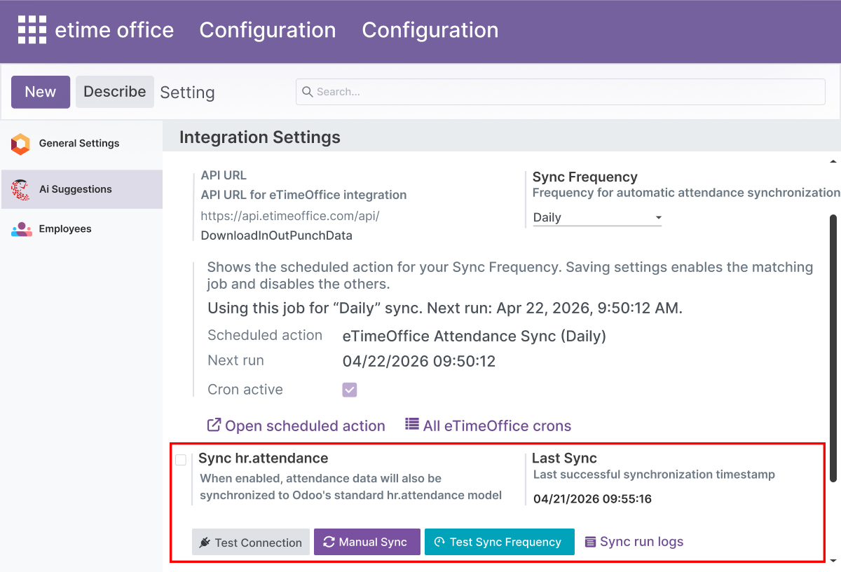 Manual Sync and Connection Testing