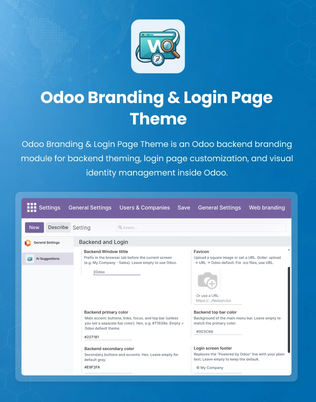 Odoo Branding & Login Page Theme — Odoo Module for Backend Branding, Custom Login & Color Theming