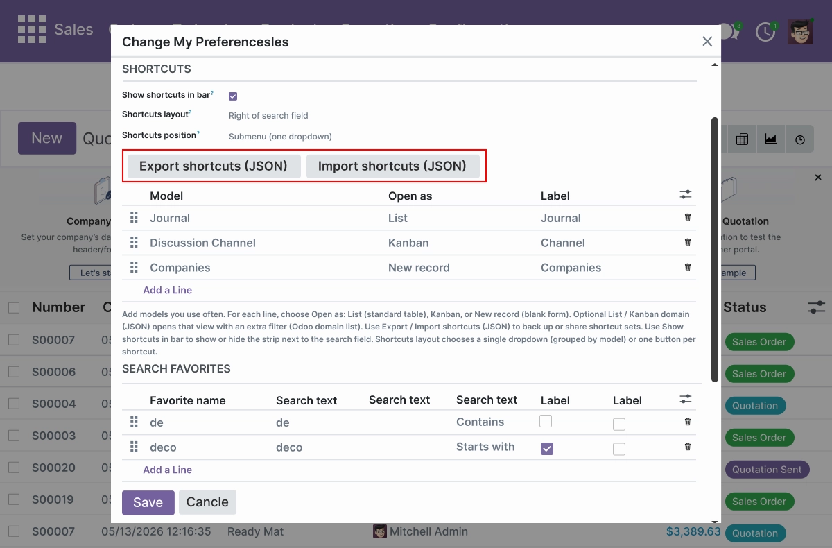 Shortcuts - Quick Access to Lists, Kanban, and New Records