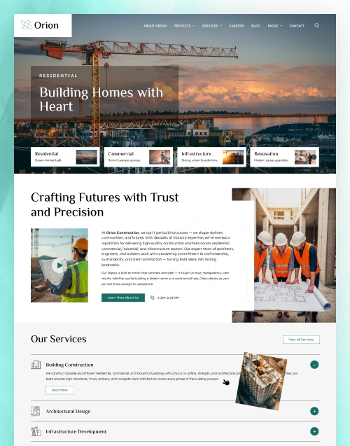 Orion — Construction Figma UI Kit (66 Screens) | WebbyCrown,Construction HTML Template