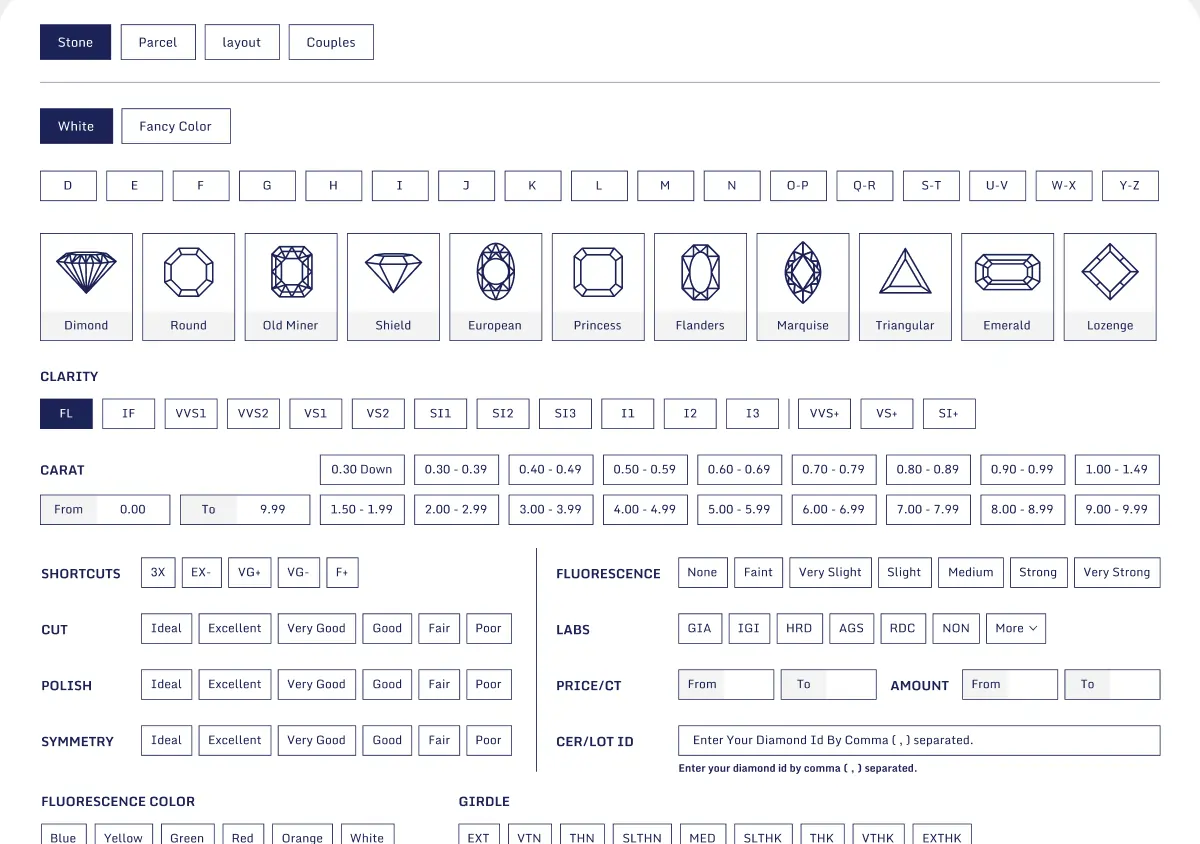 Diamond Search & Filters