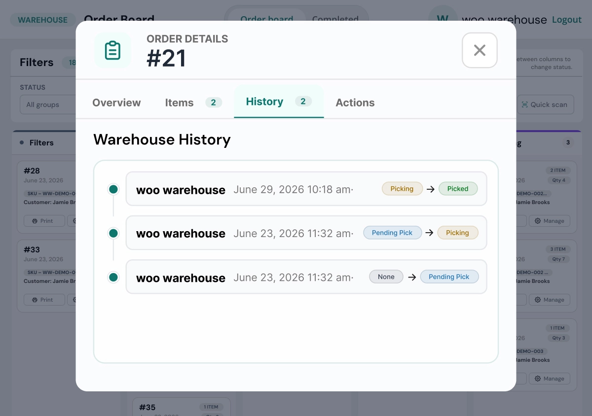 Order Tracking & Status History