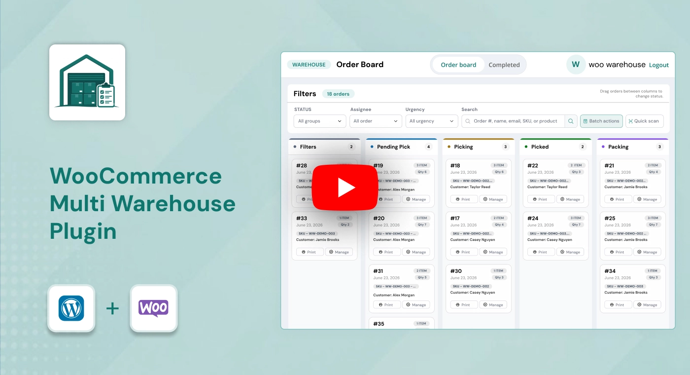 WooCommerce Multi Warehouse Plugin - Order Fulfillment, Bin Locations & Staff Portal